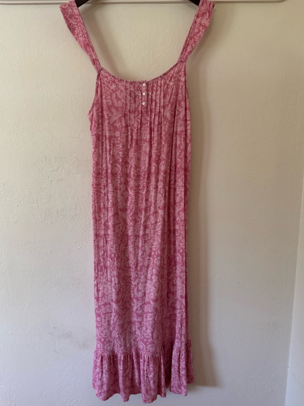 Lauren Ralph Lauren Pink Paisley Nightgown Pintuck Sleeveless Size L Cottagecore